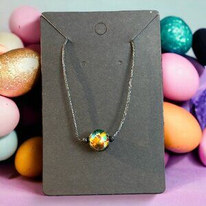 Splatter Bead Black Cord Choker Necklace